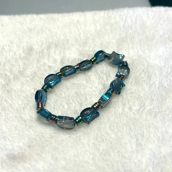 Blue Lapis Lazuli Gemstone Beaded Bracelet Set - Picture 3 of 3